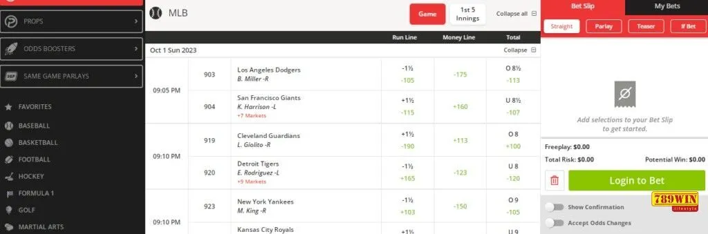 Kèo chấp trong cá cược bóng chày tại 789Win như thế nào?