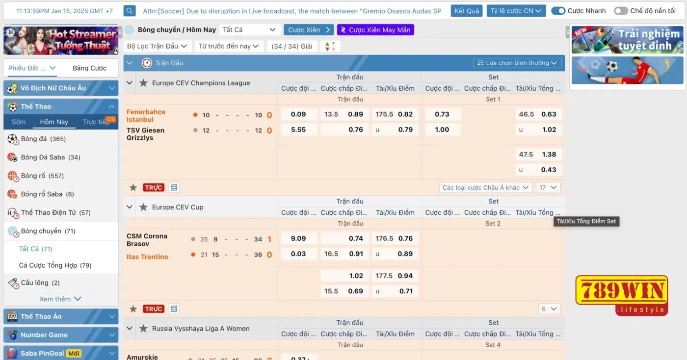 Cá cược bóng chuyền 789win hiểu đơn giản là hình thức cược trực tuyến