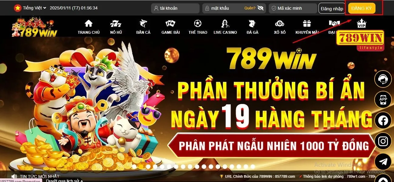 Click chọn nút “đăng ký” màu cam