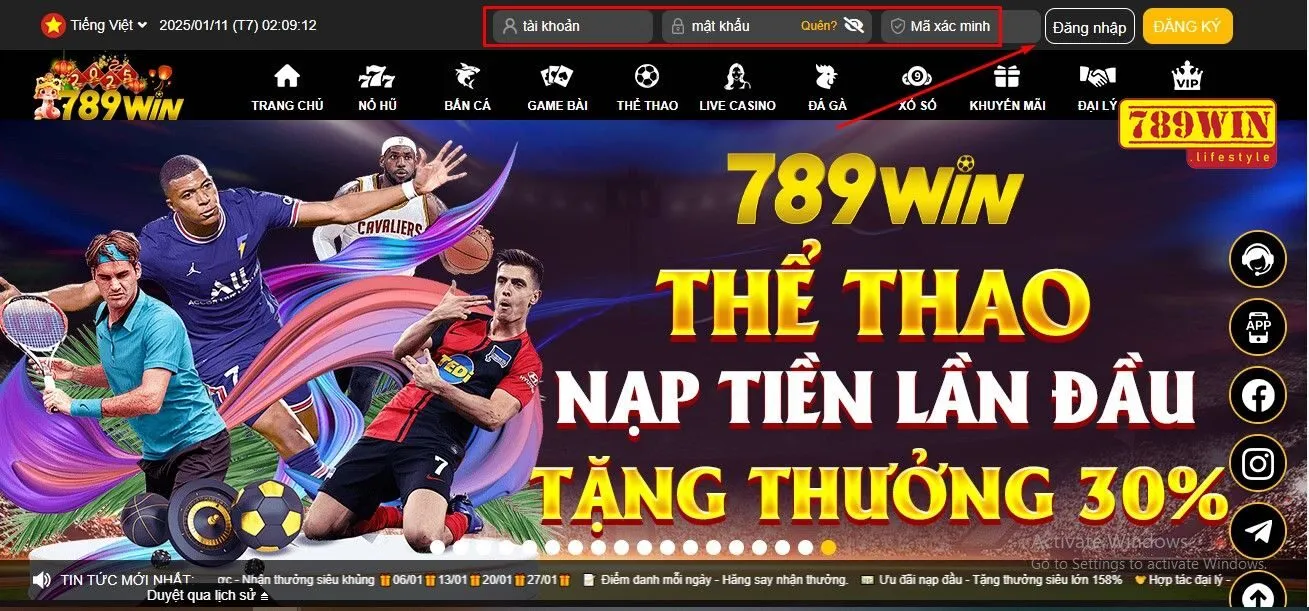 Click chọn “đăng nhập”