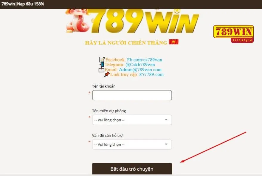 Chọn “bắt đầu trò chuyện” để được hỗ trợ cấp lại mật khẩu