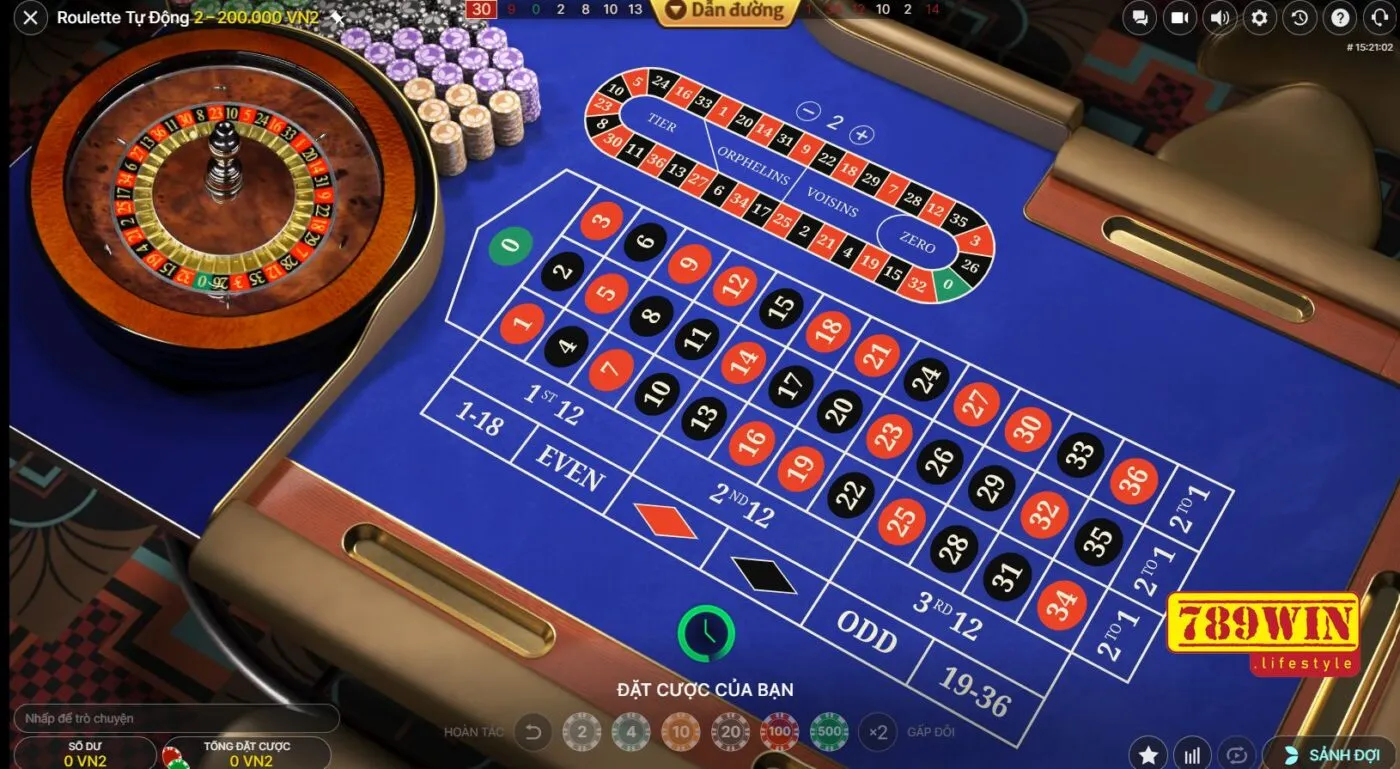 Bàn cược Roulette 789win tự động