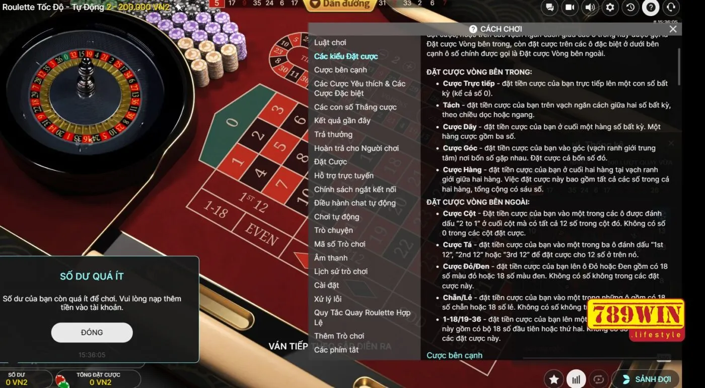 Các loại cược cụ thể của Roulette tại 789win