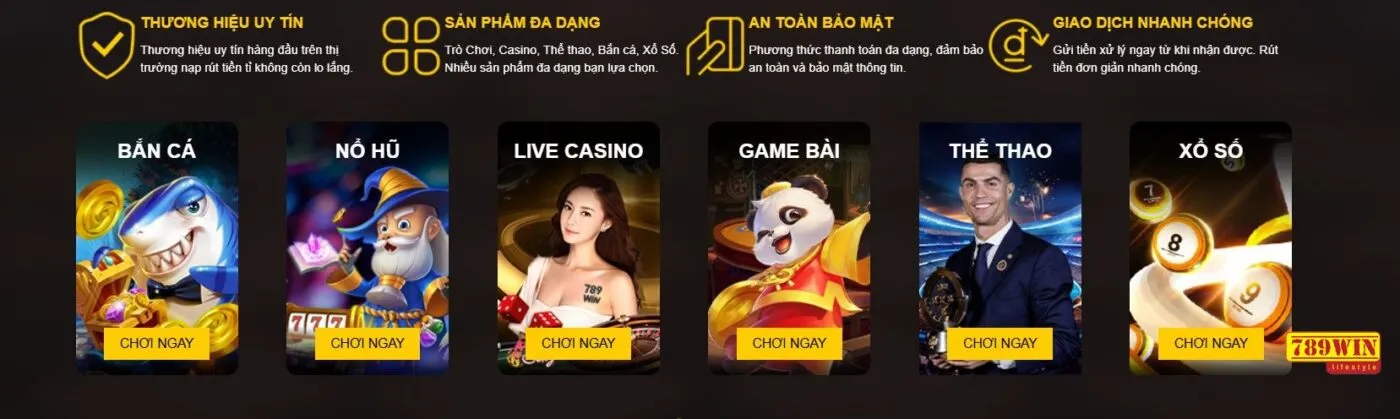 789Win được đánh giá cao với kho sản phẩm cá cược chất lượng